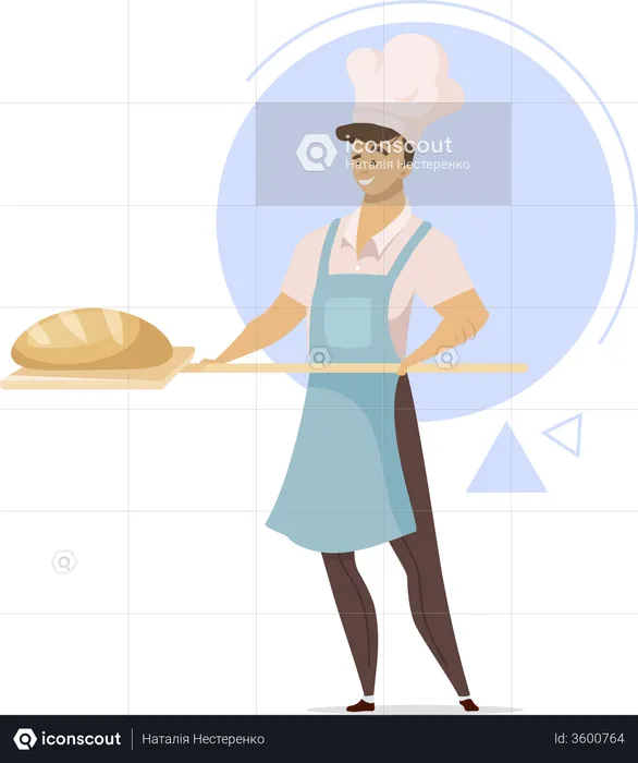 Male baker with bread  Illustration