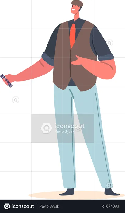 Male barber holding comb  Illustration