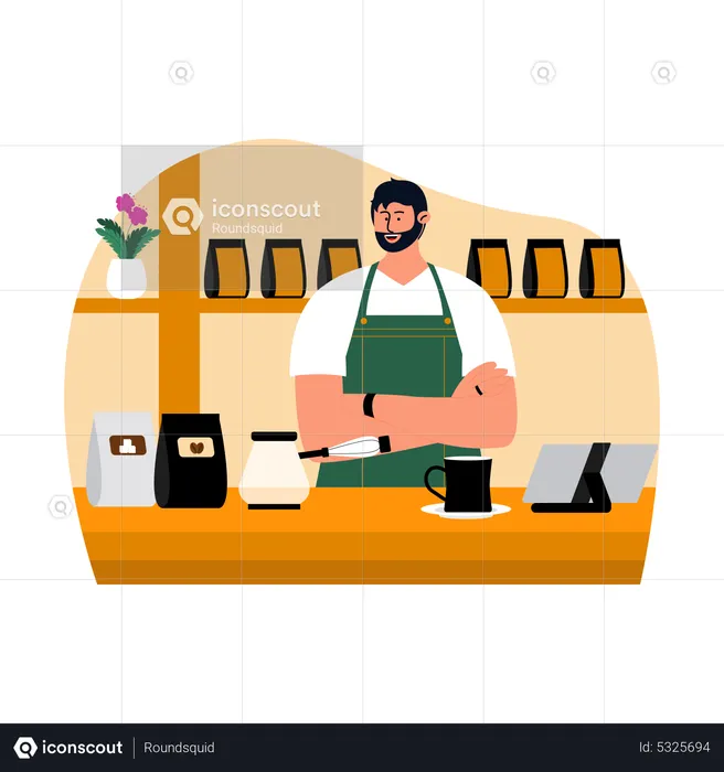 Male barista  Illustration