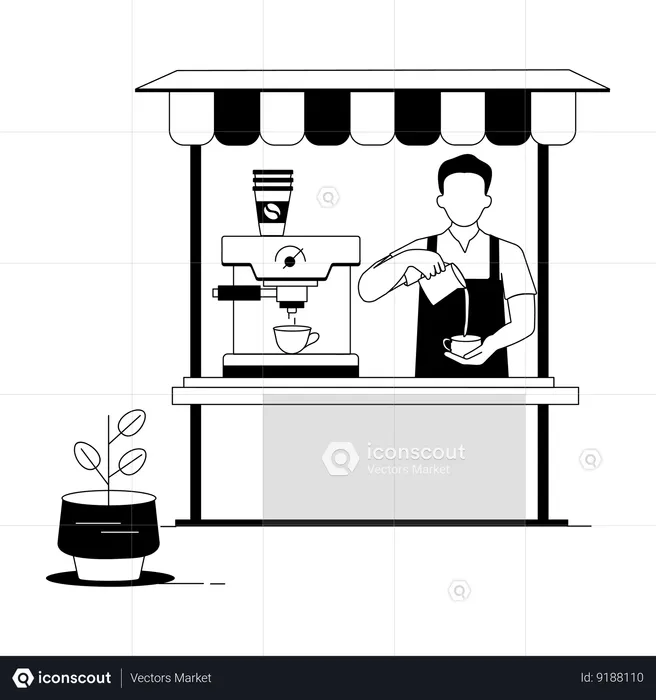 Male barista making coffee  Illustration