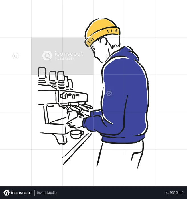 Male barista making coffee  Illustration