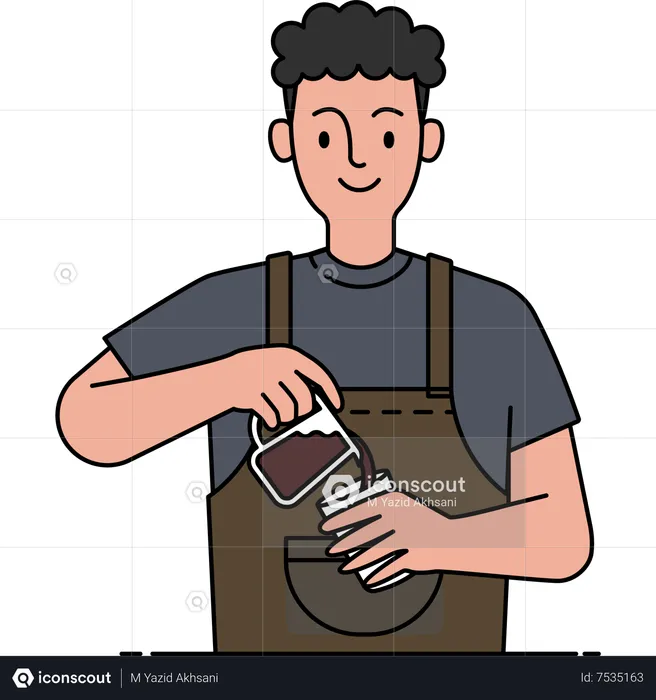 Male Barista serving coffee  Illustration