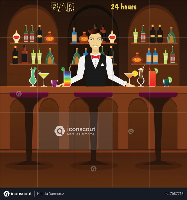 Male bartender ready to serve  Illustration