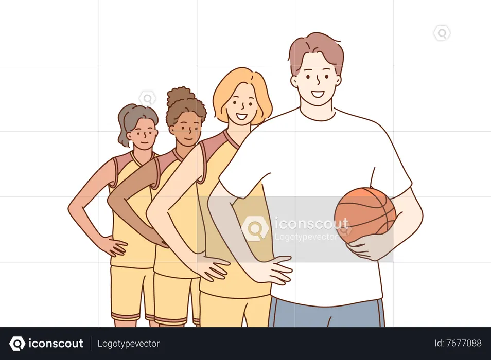 Best Male basketball coach Illustration download in PNG & Vector format