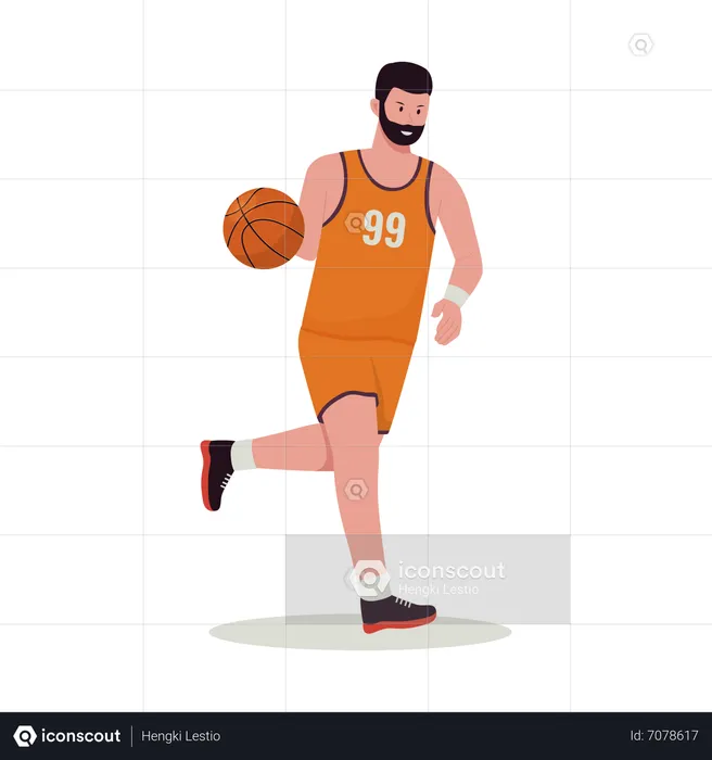 Male Basketball player practicing  Illustration