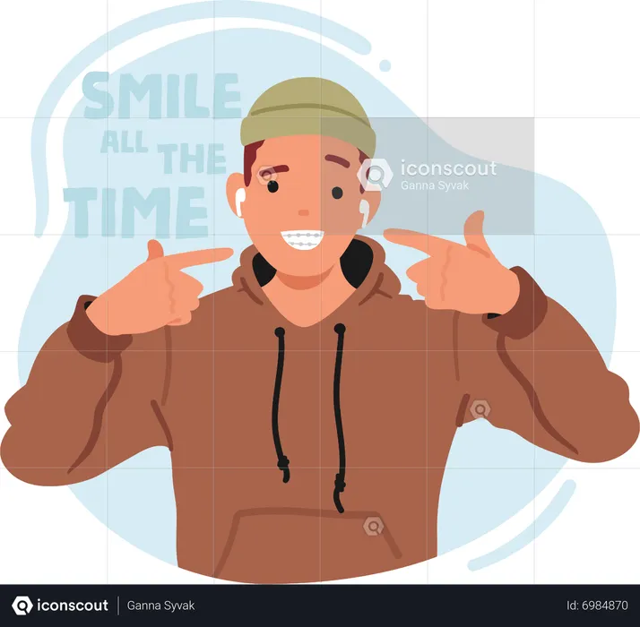 Male Beaming With Joy  Illustration