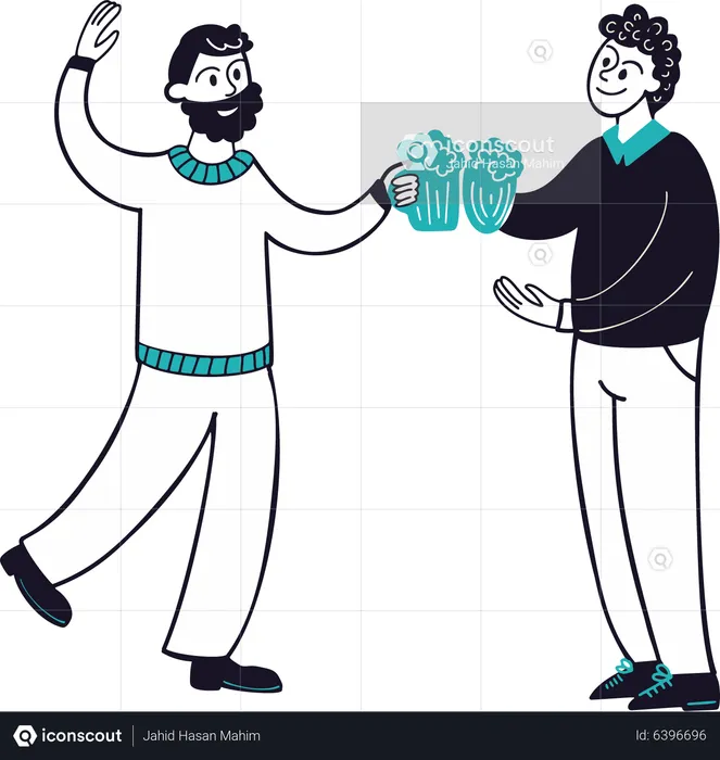 Male best friends do beer cheers  Illustration