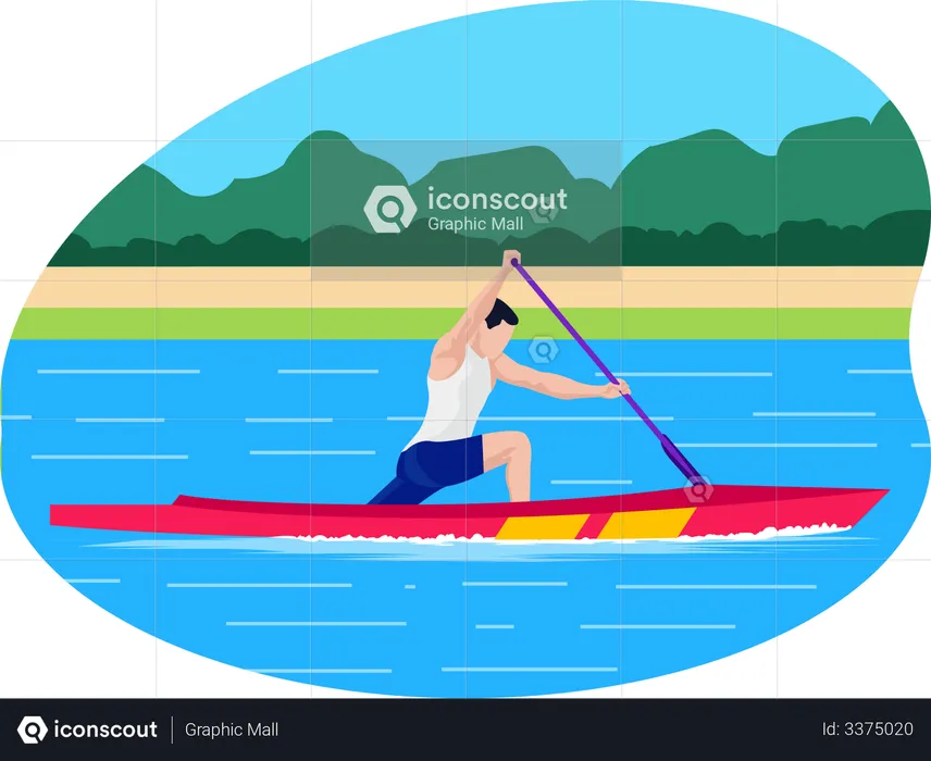 Male boating player  Illustration