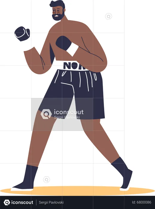 Male boxer wearing boxing gloves for fight  Illustration
