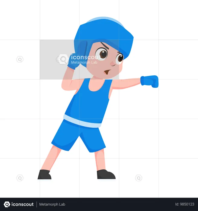 Male boy doing Boxing practice  Illustration