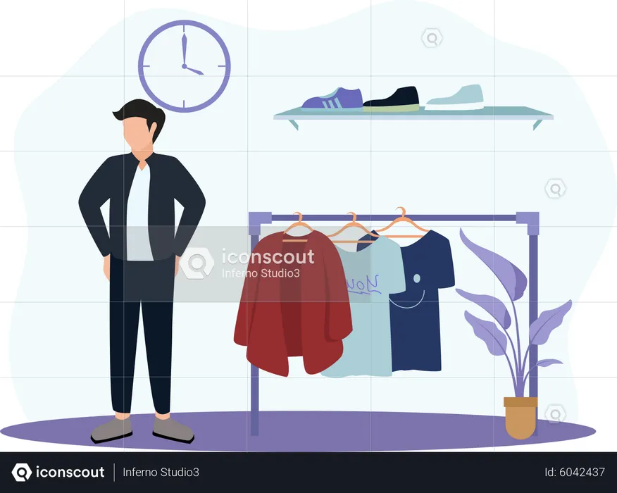 Male buying clothes  Illustration