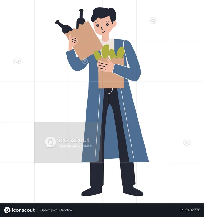 Male buying groceries  Illustration