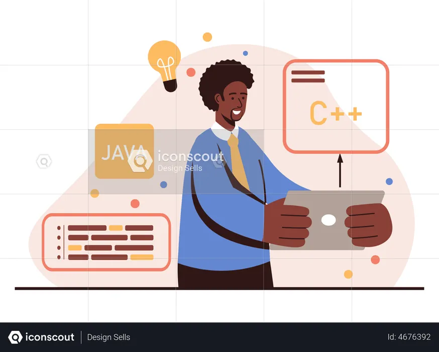 Male C plus java developer  Illustration