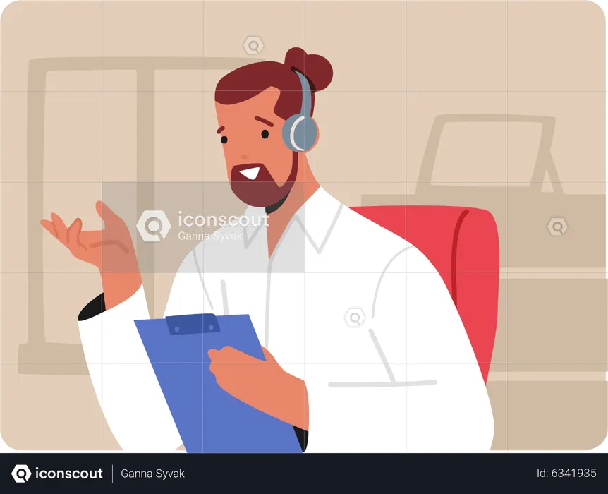 Male call center operator  Illustration