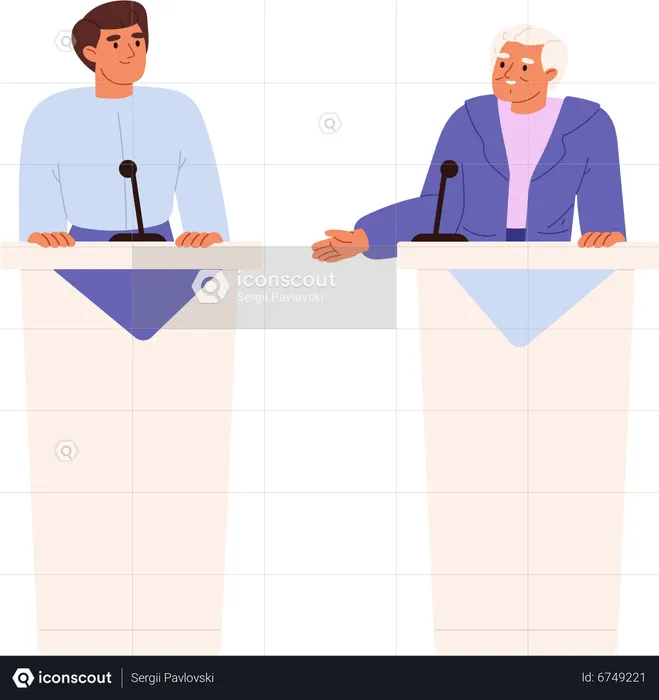 Male candidates at political debates  Illustration