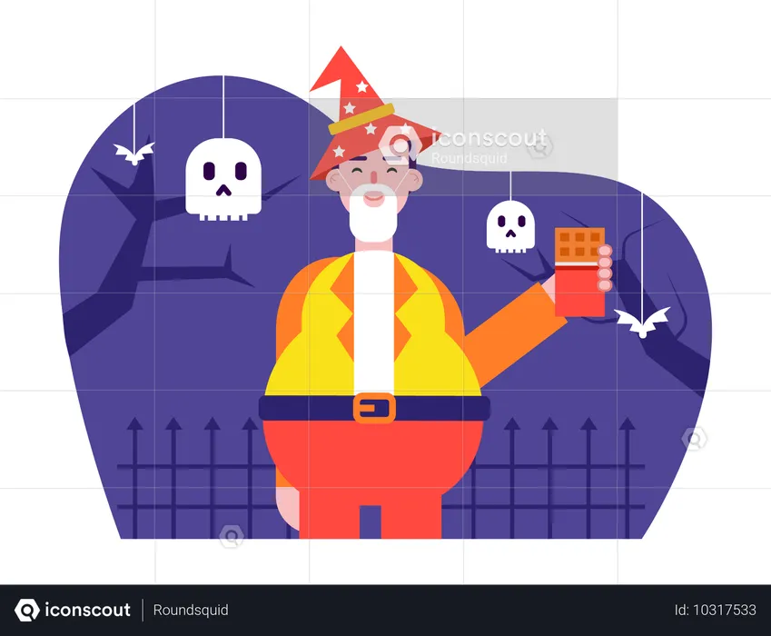 Male Celebrate Halloween Night  Illustration