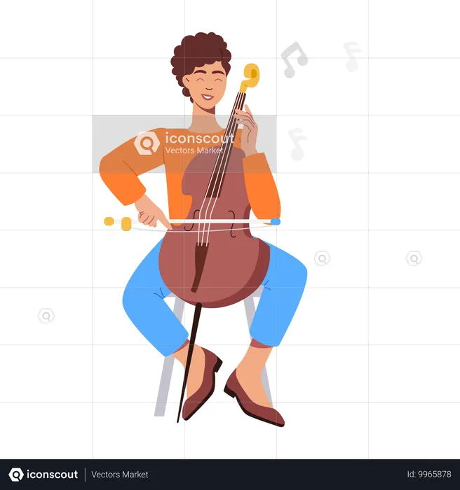 Male Cello Player  Illustration