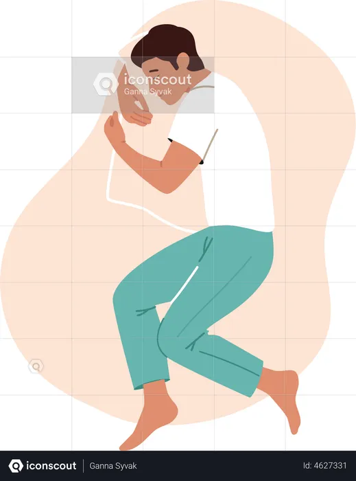Male Character Sleeping in Relaxed Pose  Illustration