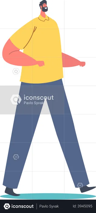 Male Character Wear Yellow T-shirt and Blue Pants  Illustration