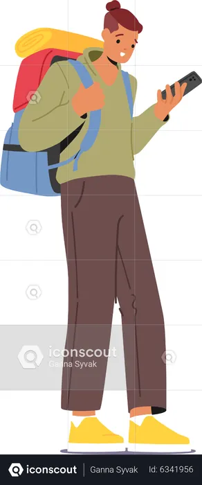 Male character with backpack  Illustration