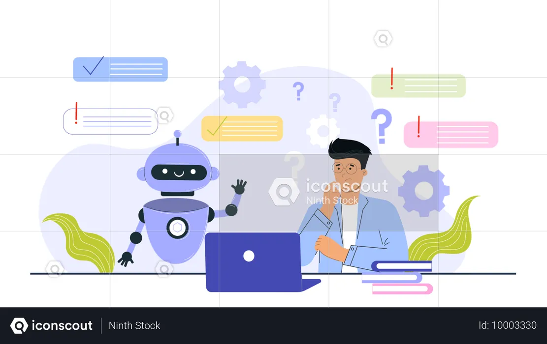 Male chat with chatbot  Illustration