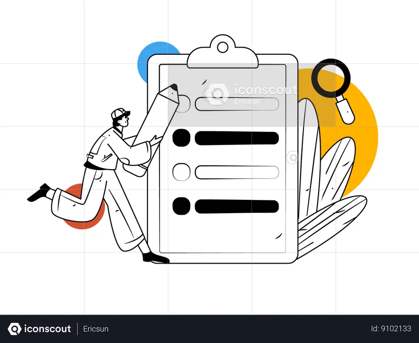 Male checking checklist  Illustration