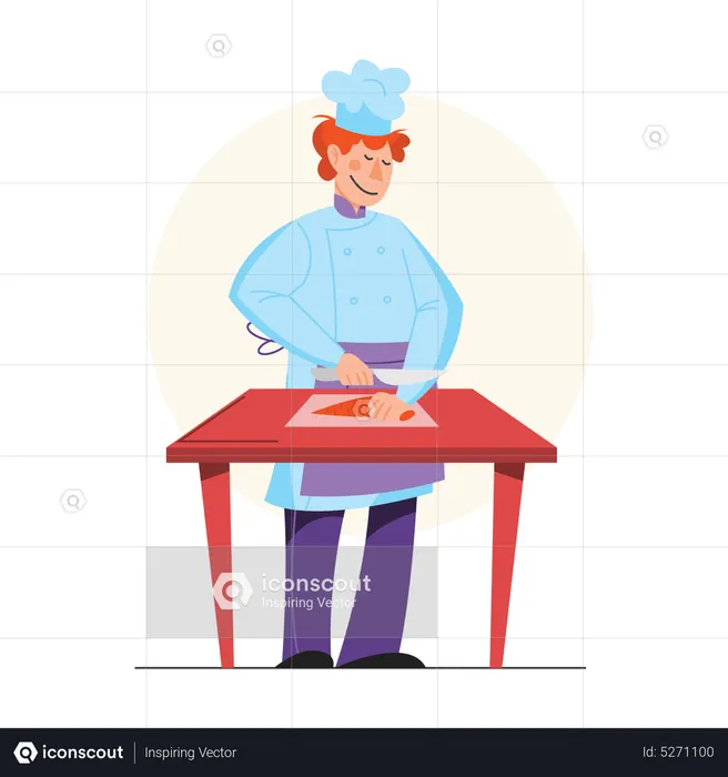 Male chef cooking  Illustration