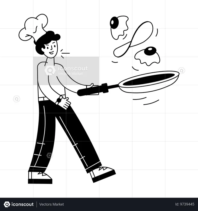 Male chef Cooking Breakfast  Illustration