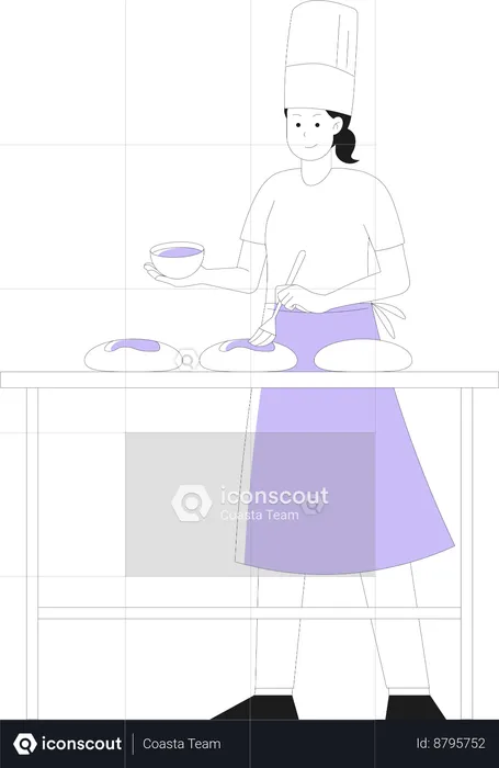 Male chef making bread  Illustration