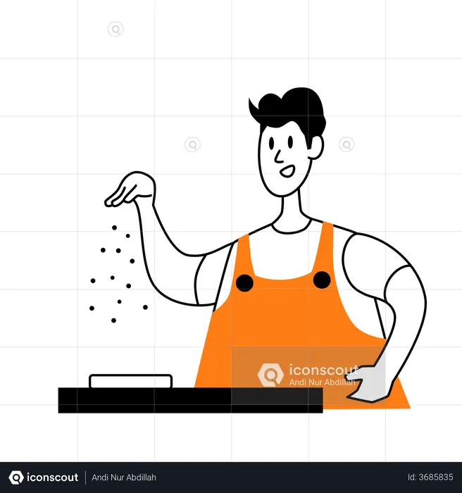 Male chef making food  Illustration