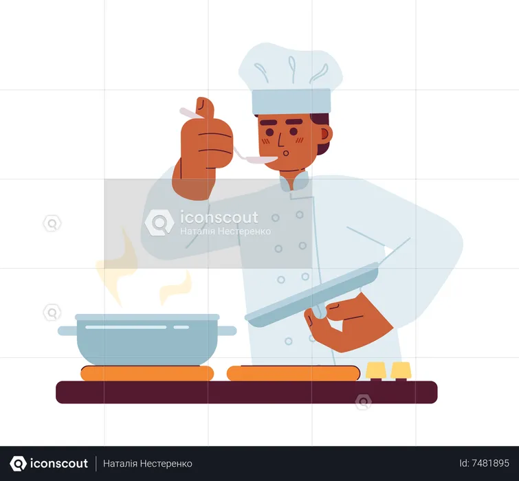 Male chef taste food  Illustration