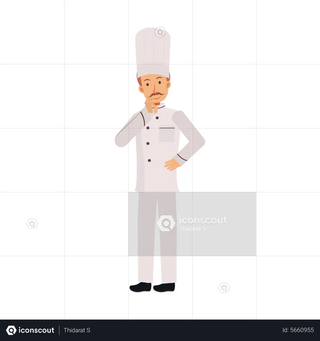 Male Chef Thinking Something  Illustration