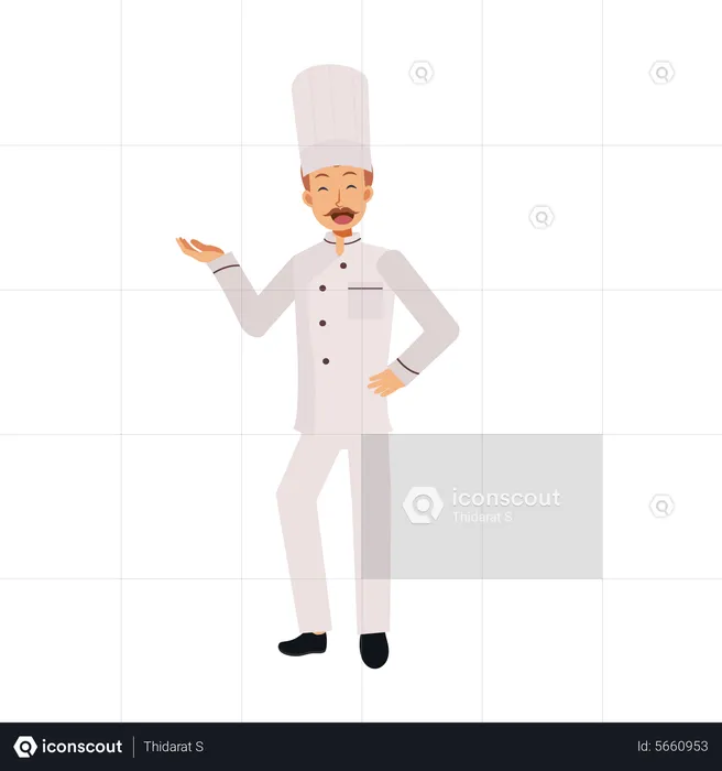 Male Chef Welcoming  Illustration