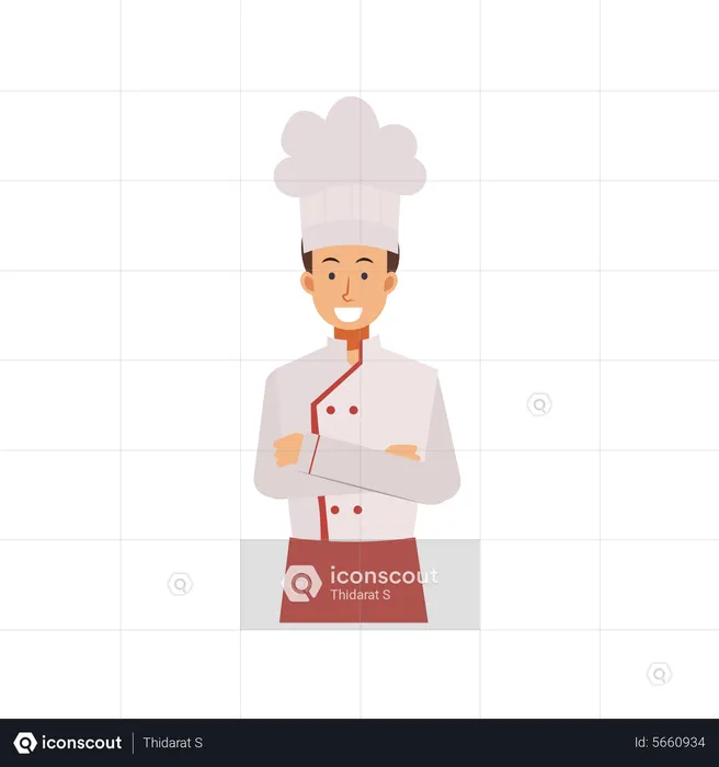 Male Chef With Crossed Arms  Illustration