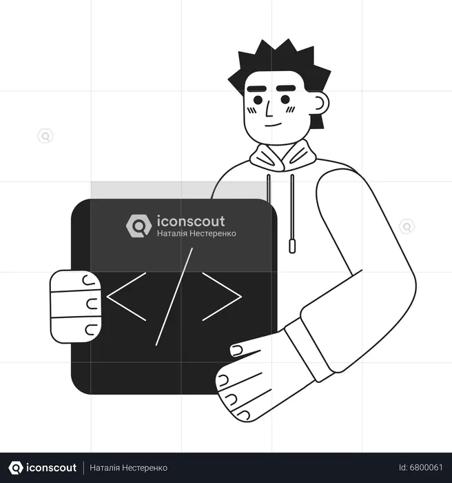 Male Computer coder job  Illustration