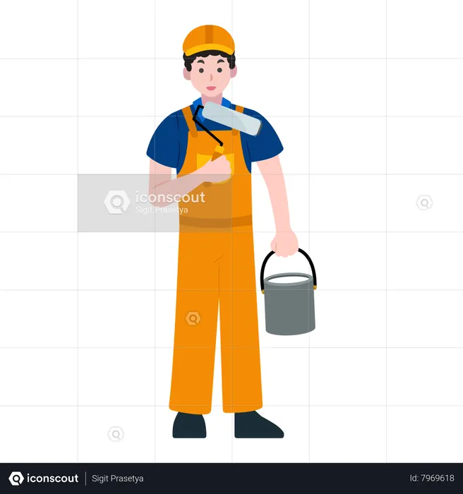 Male Construction painter  Illustration