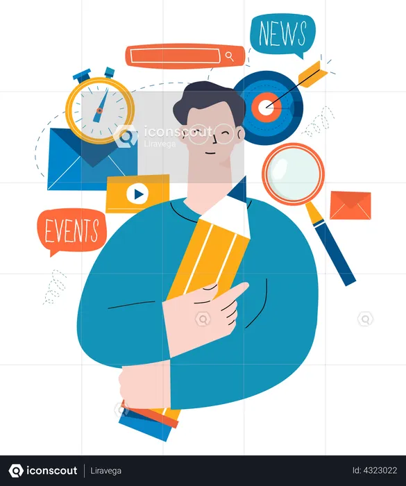 Male content writer  Illustration