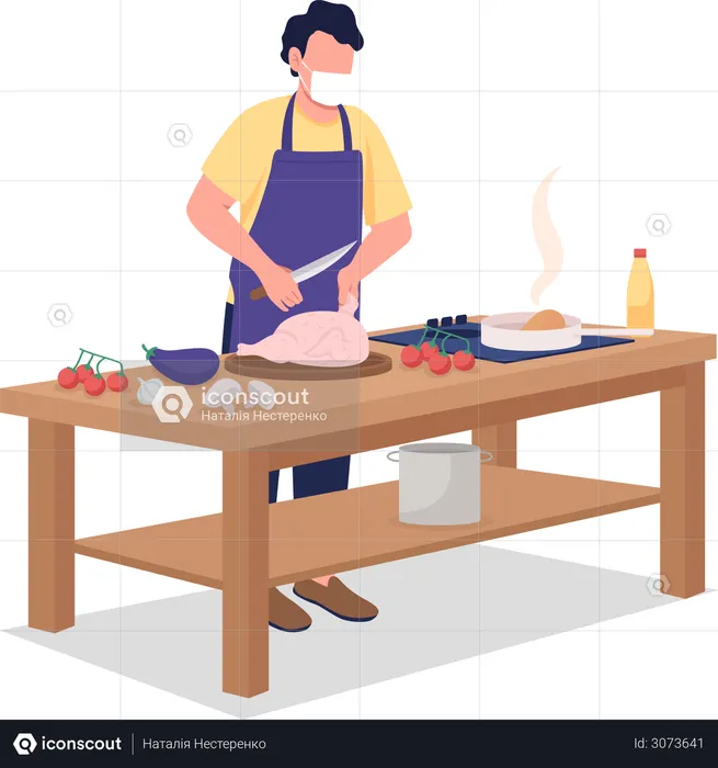 Male cook in face mask  Illustration