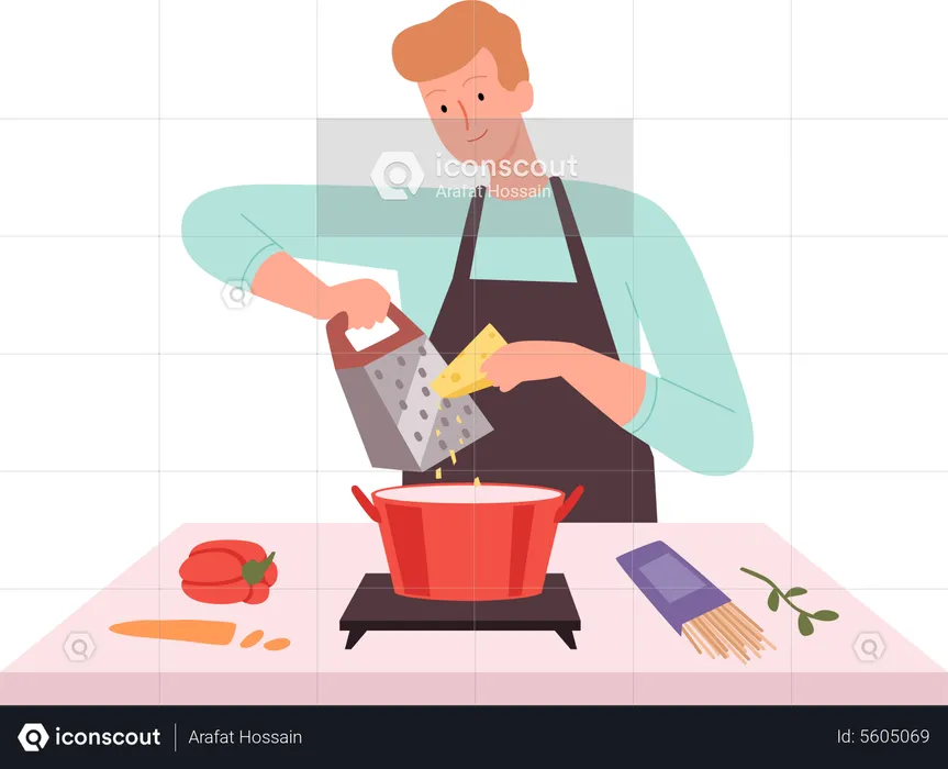 Male cooking in kitchen  Illustration