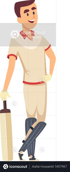Male Cricketer  Illustration