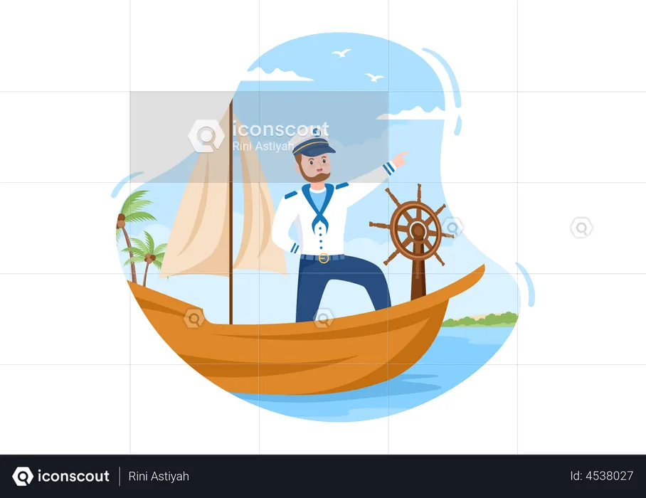 Male Cruise Ship Captain  Illustration