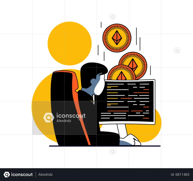 Male crypto investor  Illustration
