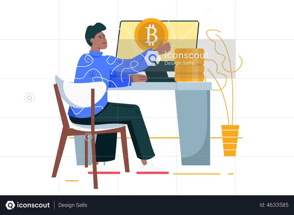 Male Crypto trader  Illustration
