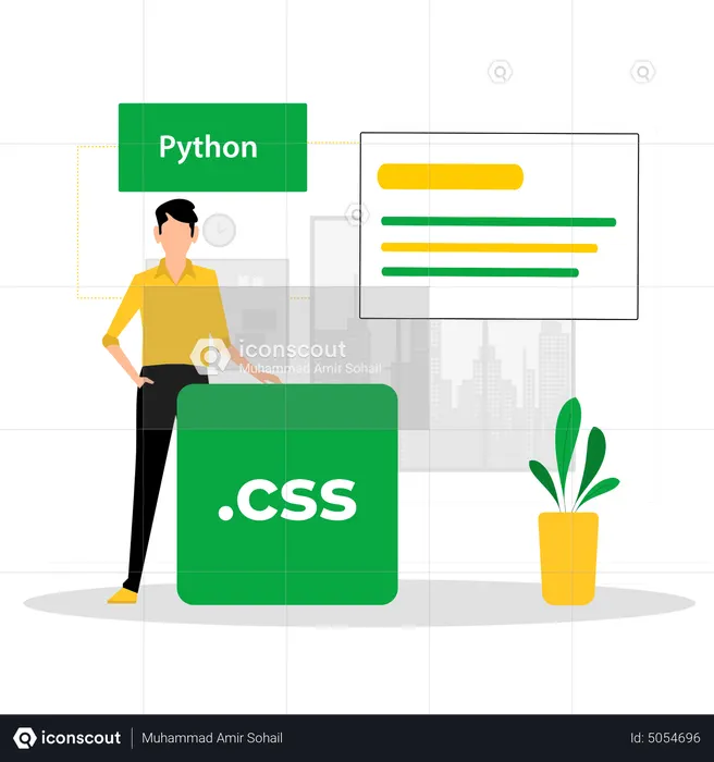 Male CSS developer working on development  Illustration