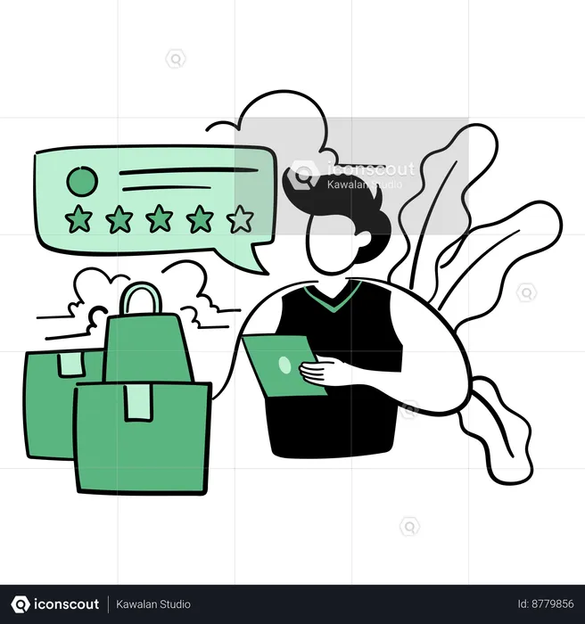 Male customer giving rating stars  Illustration