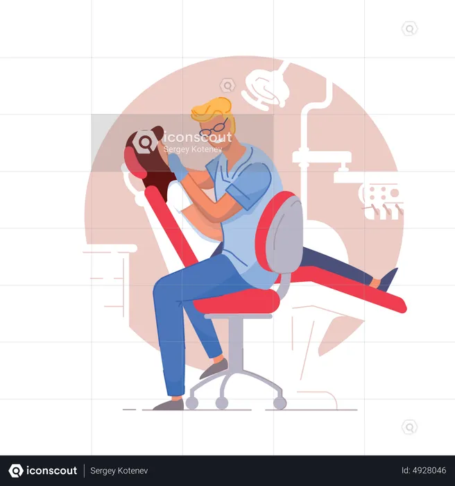 Male Dentist Checkup to patient  Illustration