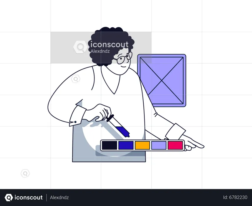 Male designer selecting color palette  Illustration