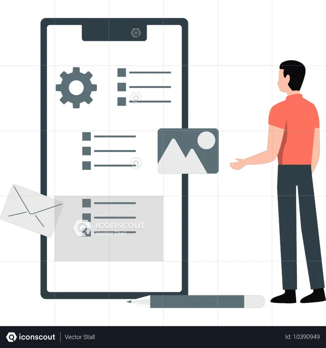 Male designer working on UI design  Illustration