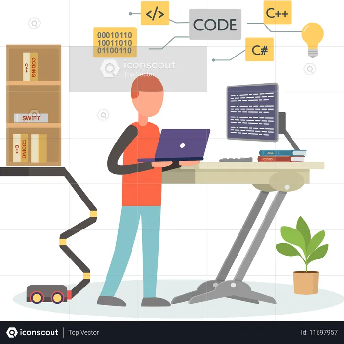 Male Designer working on Web designing on computer  Illustration