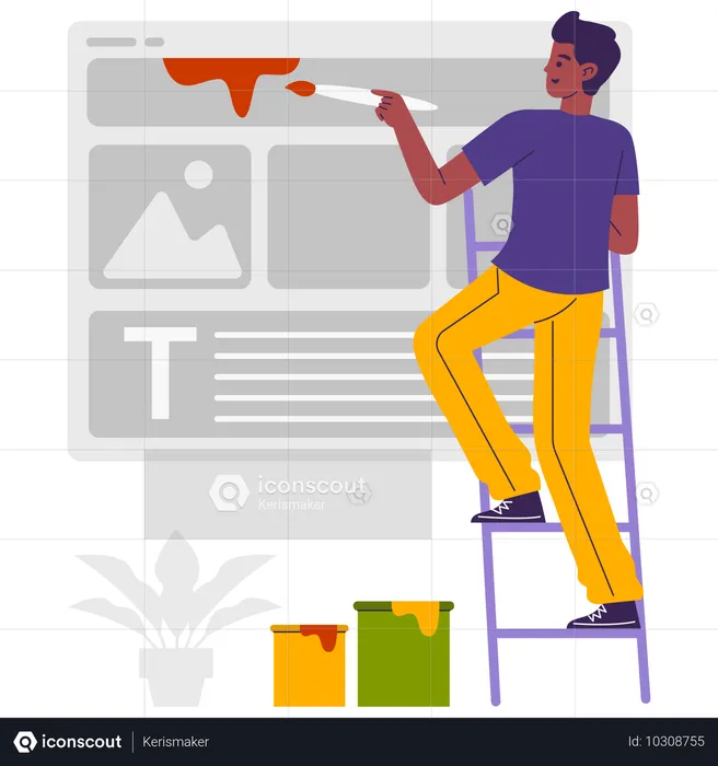 Male designer working on Web Template  Illustration